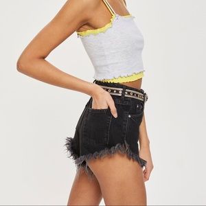 Topshop Kiri Frayed High waisted Shorts